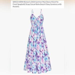 Grace Karin Floral Maxi Dress with Purple and Blue Hues
